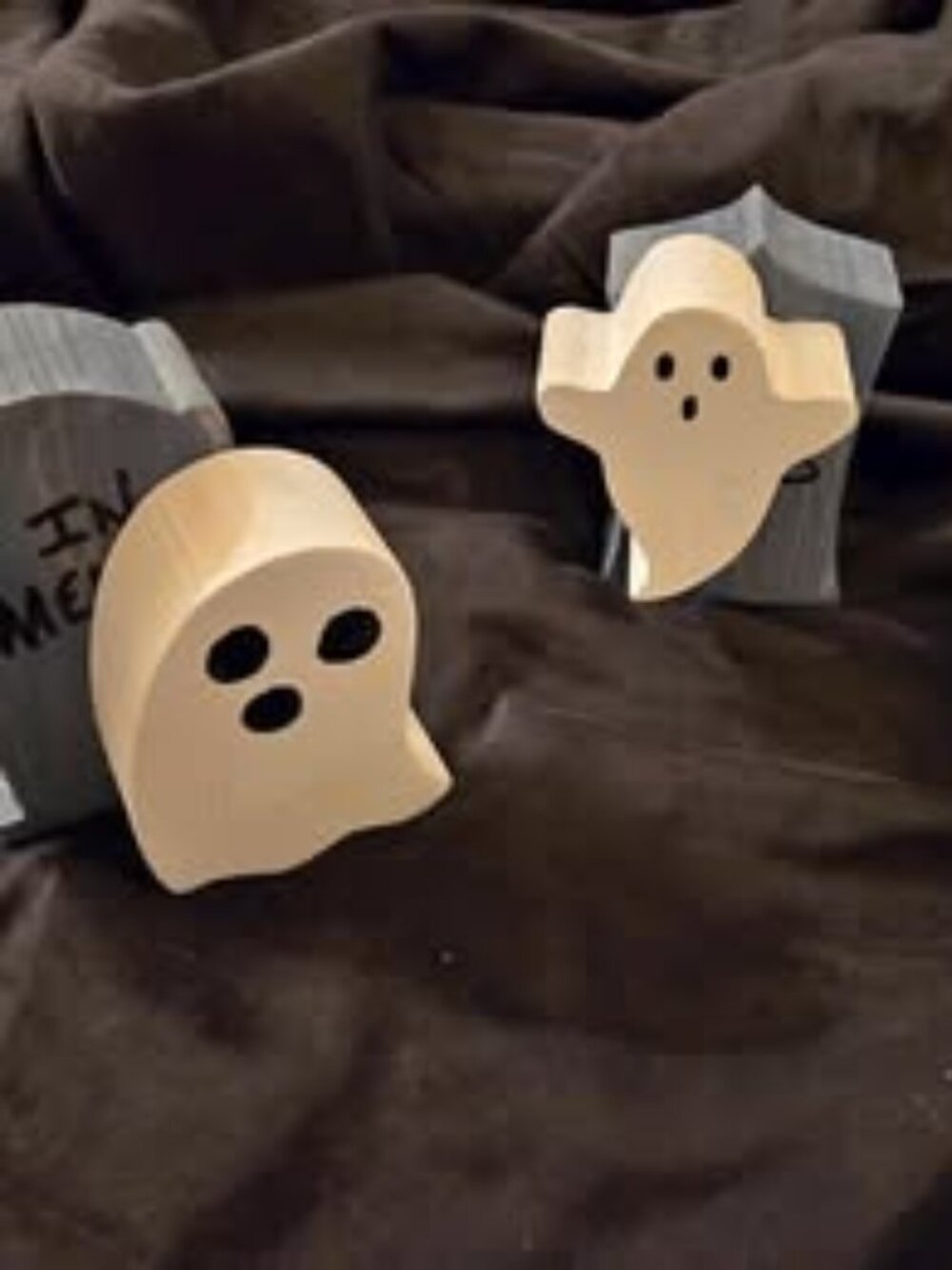 Handmade Wooden Ghosts & Tombstones Set | Halloween Tiered Tray Decor